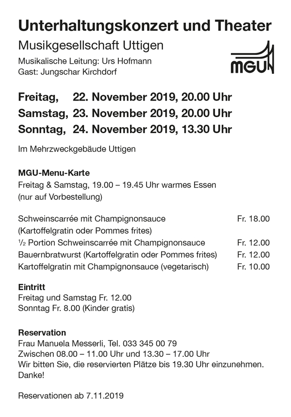 Flyer Unterhaltungskonzert